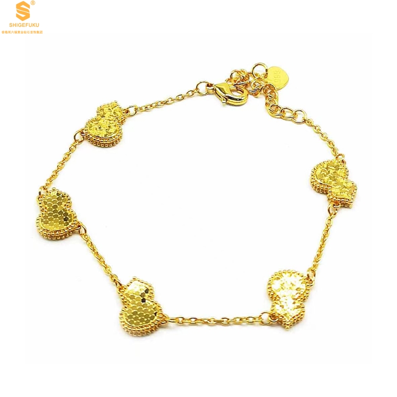 【香港周六福黄金钻石首饰】爆闪碎冰冰五福葫芦K金手链