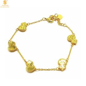 【香港周六福黄金钻石首饰】爆闪碎冰冰五福葫芦K金手链