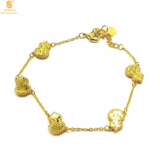 【香港周六福黄金钻石首饰】爆闪碎冰冰五福葫芦K金手链 商品图0