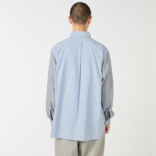 nanamica Button Down Stripe Storm 机能性面料复古拼色长袖衬衫 商品图2