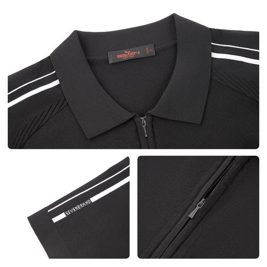 【伊力特/条纹提花】柒牌男装26夏上新短袖POLO衫舒适商务上衣男 130T70850 商品图3