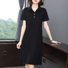休闲连衣裙女夏季2025新款黑色大码胖mm遮肚显瘦中长款polo领裙子 商品缩略图3