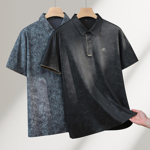 【DPF】大依优型大码男装夏季冰丝翻领短袖POLO衫扎染潮流时尚上衣T恤 商品图2