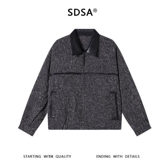 SDSA男装2026新款高贵轻奢美式肌理拼接翻领拉链夹克外套百搭时尚 商品图0