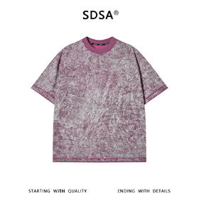 SDSA男装2026新款高贵轻奢时尚扎染撞色满天星圆领短袖T恤百搭潮