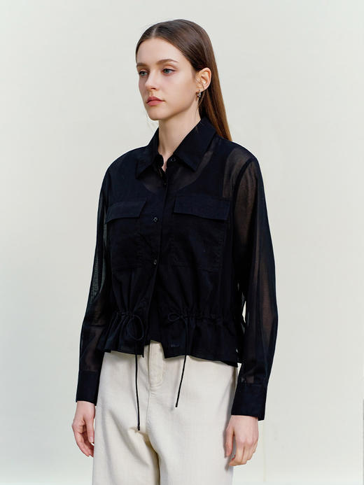 【纯棉薄款衬衫】26年春夏新品女士100%棉长袖短裤薄上衣外套 商品图1