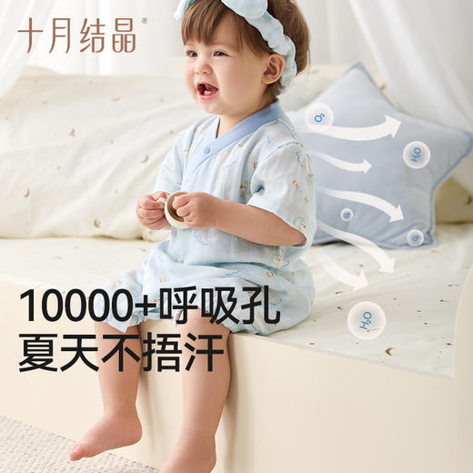 【任选两件，买一送一】婴儿夏季连身衣短袖薄款斜襟爬服 商品图3
