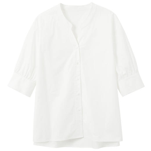 【100棉】三彩2026夏季新款休闲白衬衫宽松中袖衬衣简约M 商品图4