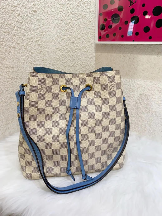 Lv 白拼蓝棋盘格 老花 水桶包 商品图0