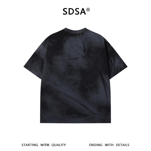 SDSA男装2026新款轻奢国潮复古做旧扎染三粒扣装饰宽松短袖T恤 商品图1
