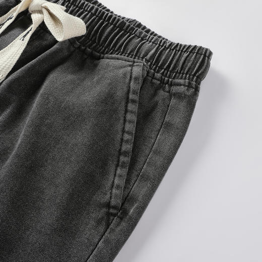 gxgjeans男装2026夏季休闲青年百搭水洗牛仔短裤松紧腰系绳简约男士直筒裤K&C 商品图3