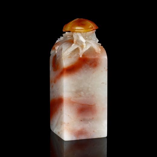 孤品18035老挝石红花五彩冻巧色富甲一方姓名章藏书章书画章2.5*2.5*6.3cm 商品图1