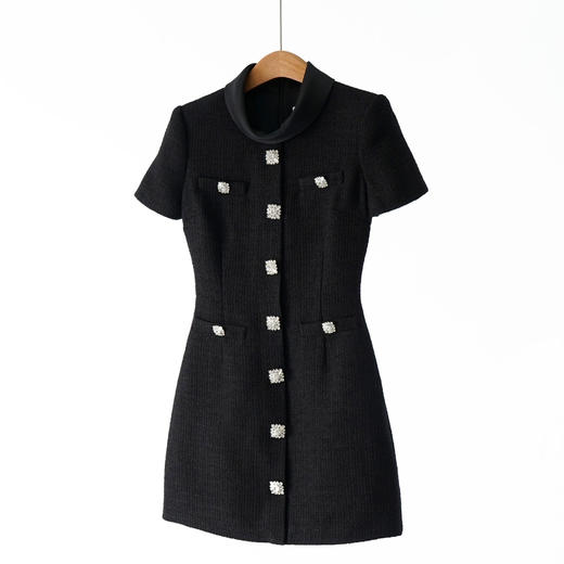 「高货yn」全新升级【铂金会员275/天猫369/差价94】(02814)洛诗琳气质粗花呢小香风连衣裙2026新款通勤收腰显瘦A字裙 商品图0