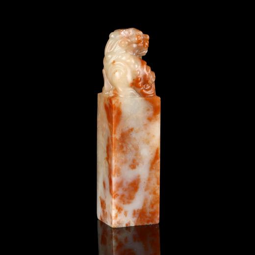 孤品18023老挝石红花粉冻石古兽姓名章闲章2.0*2.0*8.0cm 商品图3