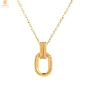 【香港周六福黄金钻石首饰】K金环环相扣吊坠 赠：K金项链