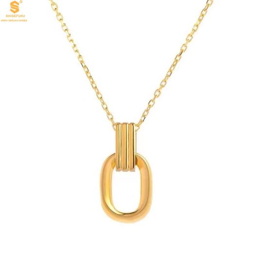 【香港周六福黄金钻石首饰】K金环环相扣吊坠 赠：K金项链 商品图0