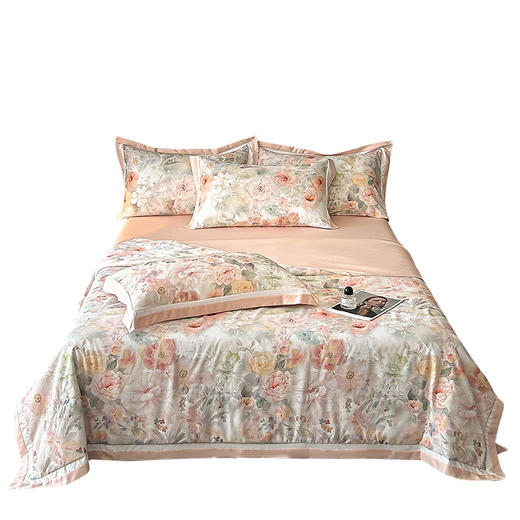 【丝滑莱赛冰丝❗️柔滑裸感四件套】a类100莱赛冰丝数夏凉被 水洗天丝夏被 四件套可机洗空调被 丝滑裸感薄被子 商品图4