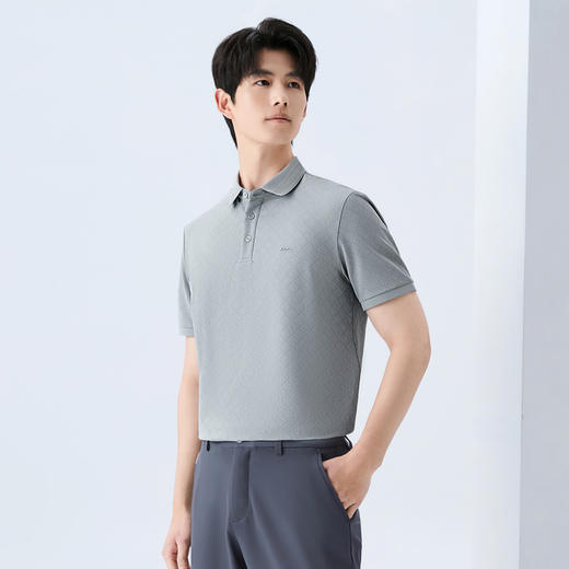 【华夫格肌理/印花POLO衫】柒牌短袖POLO衫2026夏季新款商务上衣 130T70640 商品图1