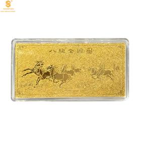 【香港周六福黄金钻石首饰】999足金马到成功八骏全图纪念金钞