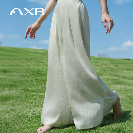 爱暇步2026春夏新款度假风高腰阔腿裤天丝亚麻内观流显瘦瑜伽裤薄 商品图3