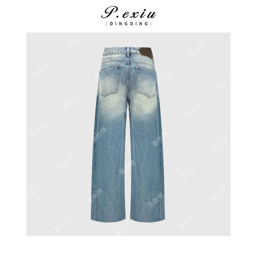 100%棉立体剪裁复古水洗显瘦弯刀牛仔裤 S8202 商品图2