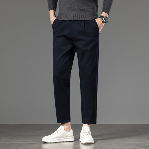 【DYG】大依优型大码男装春秋轻商务九分休闲裤修身纯色简约棉质休闲裤 商品图2