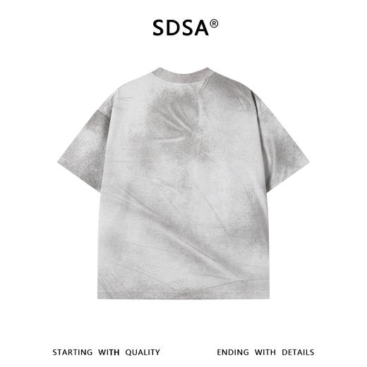 SDSA男装2026新款轻奢国潮复古做旧扎染三粒扣装饰宽松短袖T恤 商品图1