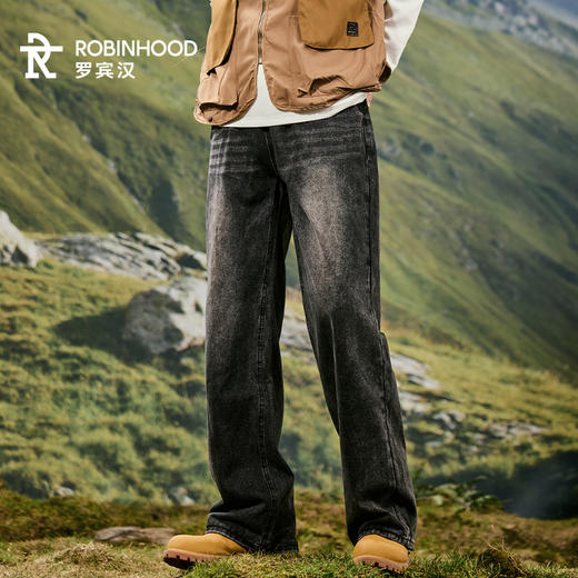 罗宾汉男士毛边牛仔长裤R141K6056 商品图3