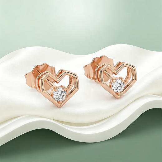 【宏艺珠宝】迷你·心棱星芒·银s925耳饰 商品图4