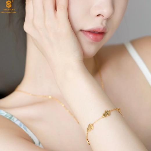 【香港周六福黄金钻石首饰】爆闪碎冰冰五福葫芦K金手链 商品图1