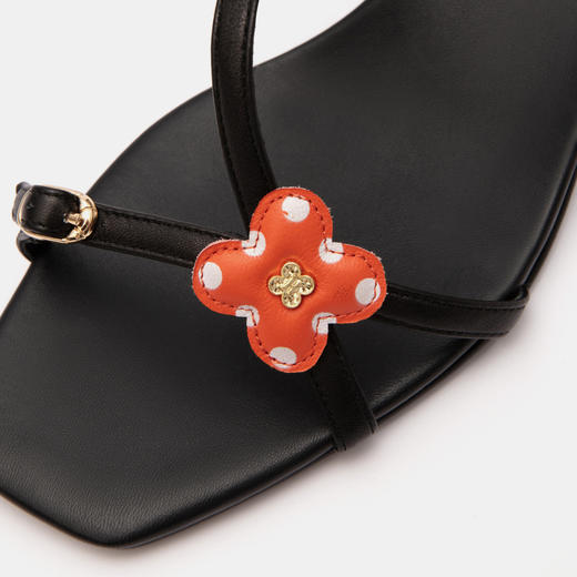 HERLIAN 2026年夏季新品H花夹脚方头高跟拖鞋时尚百搭凉鞋 商品图3