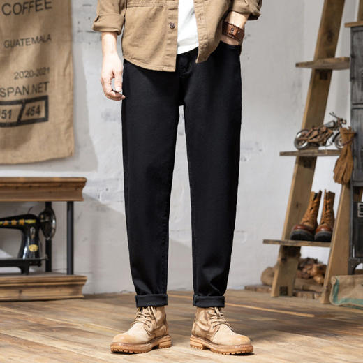 【DYG】大依优型大码男装四季款百搭纯色牛仔裤宽松修身棉质长裤小脚裤 商品图1