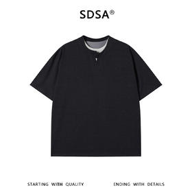 SDSA男装2026新款高贵轻奢老钱风拼接双层领短袖T恤百搭宽松上衣