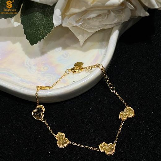 【香港周六福黄金钻石首饰】爆闪碎冰冰五福葫芦K金手链 商品图4