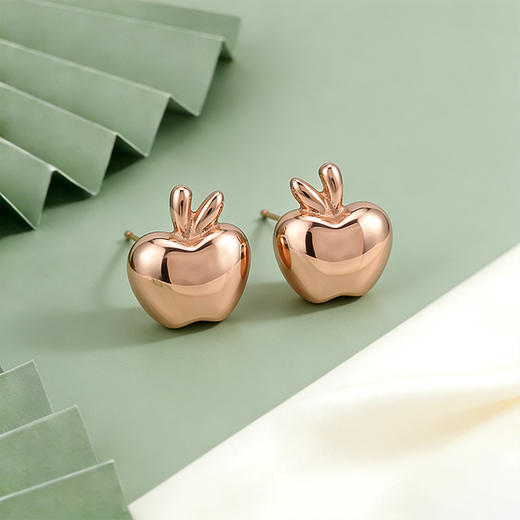 【宏艺珠宝】迷你·青苹奶金·银s925耳饰 商品图3