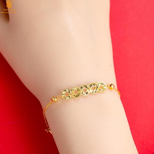 【香港周六福黄金钻石首饰】五帝钱币钱途闪亮CNC微雕K金手链 商品图3