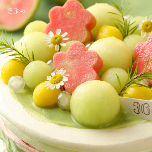 油画玫珑-蜜瓜芭乐树莓蛋糕，可选1/1.5/2.5/3.5/6磅 | 36CAKE 商品图3