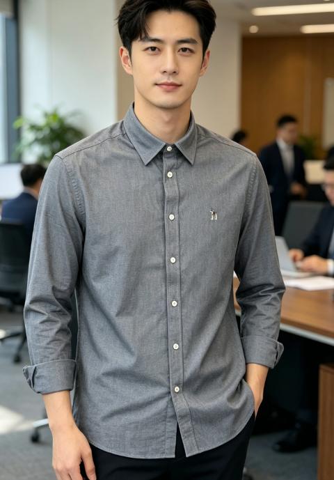 付款减库存，只有280 四色，正品单英伦轻奢！四色HAZZYS（哈吉斯）男士纯色牛津纺长袖衬衫 商品图7