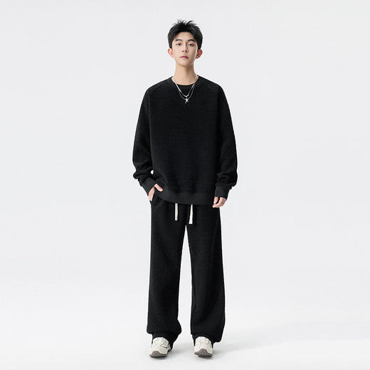【DSL】大依优型大码男装圆领休闲套装上衣卫衣裤子运动休闲套装300斤 商品图1