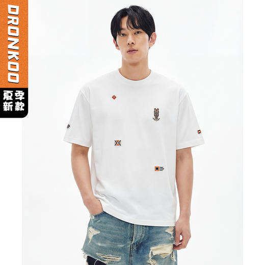 DRONKOO 2026 圆领满身绣民族风图案微阔短袖T恤 商品图0