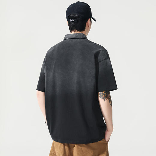 【DYG】大依优型大码男装夏季短袖POLO衫纯棉潮牌水洗重磅T恤美式复古渐变 商品图3