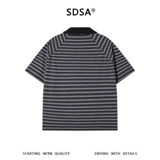 SDSA男装2026新款高贵轻奢潮牌撞色条纹小V翻领短袖T恤百搭时尚 商品图4