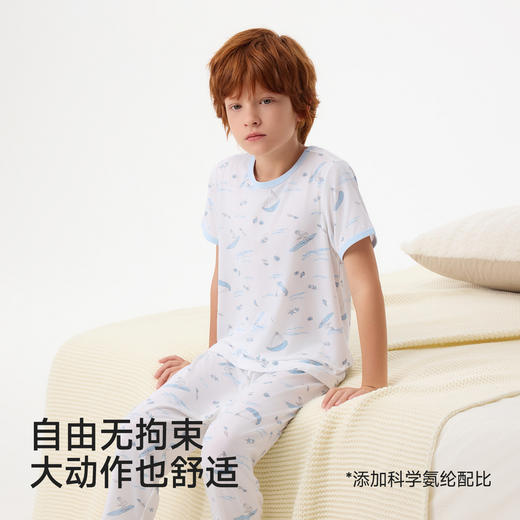 英氏儿童新款夏季男女短袖家居服50s抗菌莫代尔拉架睡衣套装 商品图3