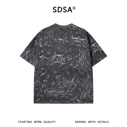 SDSA男装2026新款高贵轻奢时尚简约撞色满印圆领短袖T恤百搭上衣 商品图1