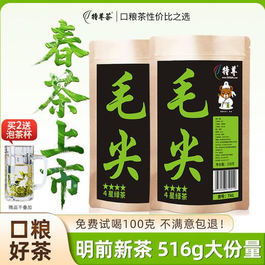 2026新茶 特尊茶4星毛尖明前春茶毛尖绿茶258g*2袋 商品图0