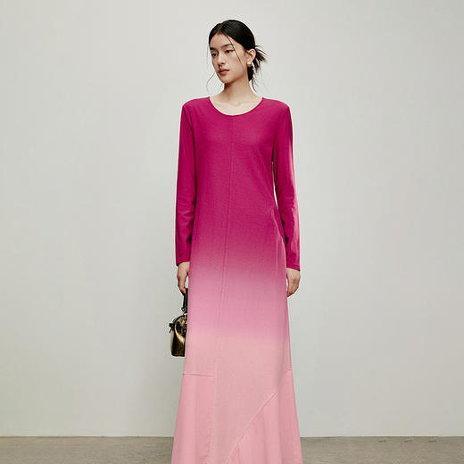 【林栖设计小店】国色芳华|洛阳牡丹红渐变飞片拼接2026春新款优雅连衣裙 商品图1