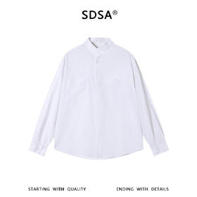 SDSA男装2026新款高贵轻奢日系复古撞色条纹立领长袖衬衫百搭休闲