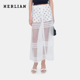 HERLIAN 2026年夏季新品叠层波点短裤网纱裙女甜美风中长半身裙