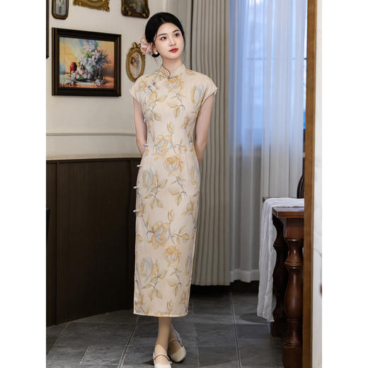 新中式改良旗袍夏季2026新款碎花高级感修身气质连衣裙日常长款LSB4441 商品图3