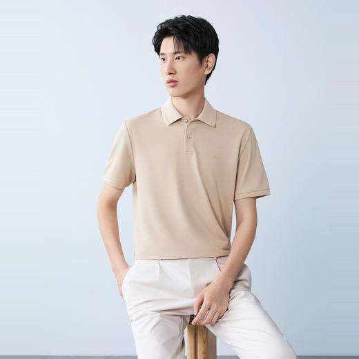 【桑蚕丝/提花POLO衫】柒牌男装26夏上新短袖POLO衫商务男士上衣 130T70920 商品图1